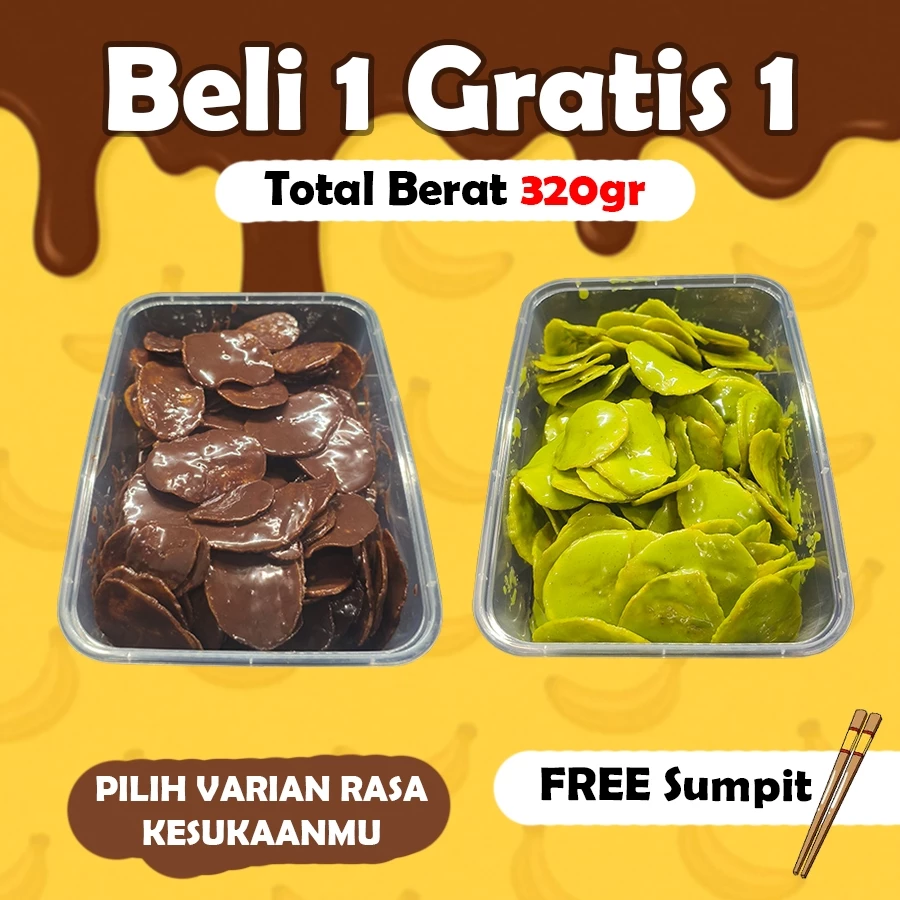 BELI 1 GRATIS 1 Paket Hemat 2 pack Keripik Pisang Lumer (160g) - Cemilan Banana Kering Crispy