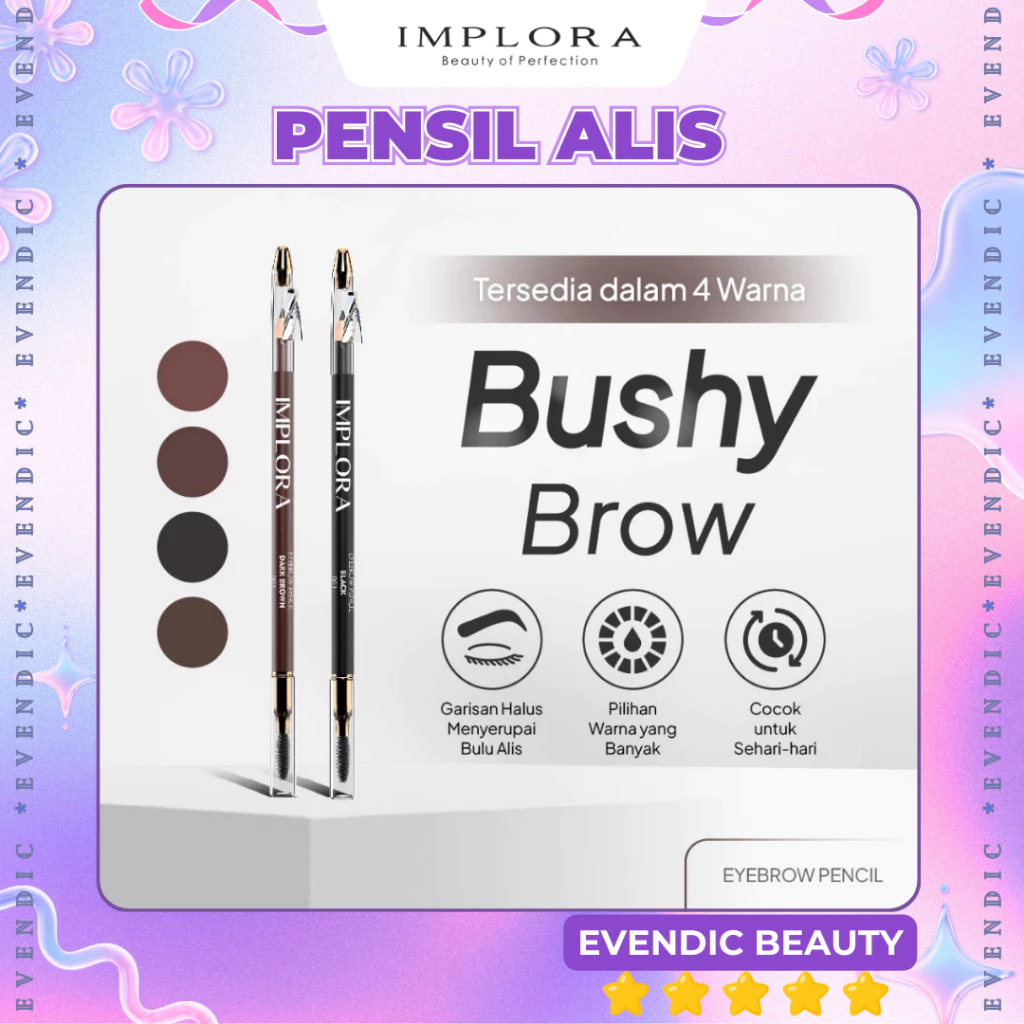 100% ORIGINAL PENSIL ALIS IMPLORA / CELAK / EYEBROW PENCIL [BPOM] / softbrow brown / dark brown / grey brown / silver / black
