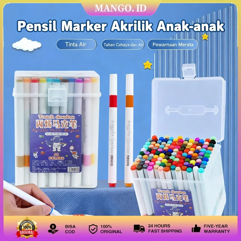 24/36/48/60/80 Warna Acrylic Marker Set Spidol Akrilik DIY Painting Spidol Pastel Pulpen Highlight Drawing Warna Pen Akrilik Marker Warna Cepat Kering Tahan Air / Spidol Acrylic Painter / Menggambar Kreativitas Seni Edukasi Anak