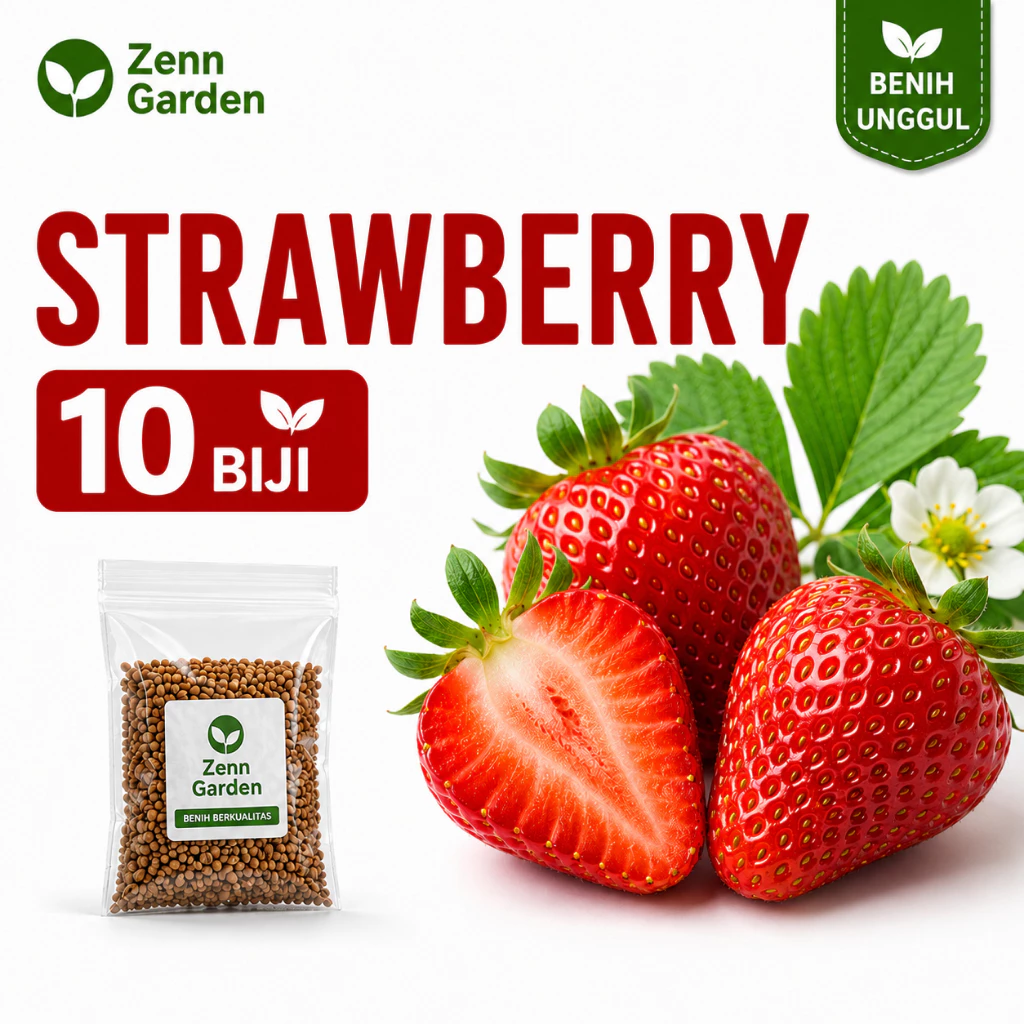 Benih Strawberry 10 Biji Dataran Rendah Unggul Cepat Berbuah Bibit Stroberi Pot Gantung