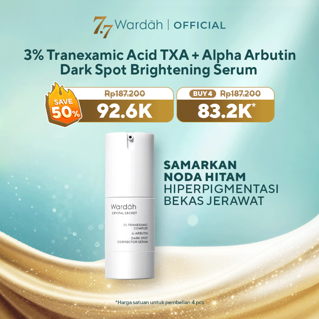 WARDAH CRYSTAL SECRET SERUM NIACINAMIDE Tranexamic Acid TXA + Alpha Arbutin Dark Spot Brightening Serum - Serum Mencerahkan Kurangi Bintik Hitam Bekas Jerawat untuk Semua Jenis Kulit glowing kulit kusam melembabkan - Skincare