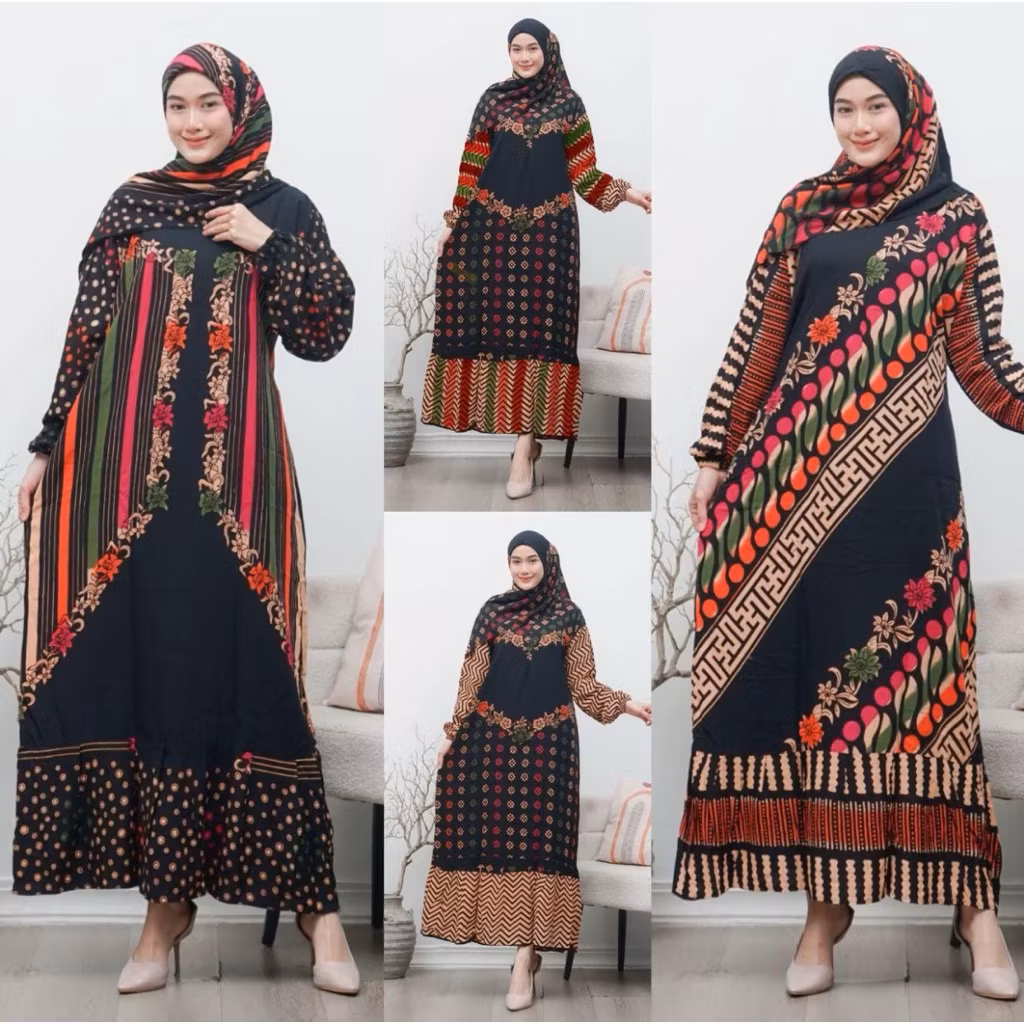 New Model Gamis Set Hijab Setorjoan Jumbo Rempel Muter