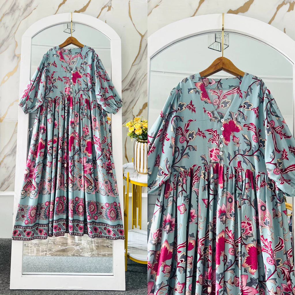 Midi Yulia Rayon Premium Motif Bunga-Bunga