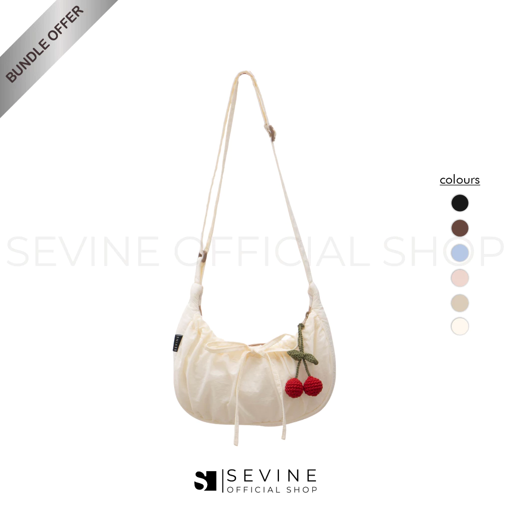 Sevine Kiora Sling Bag Bundling Bag Charm Rajut Gantungan Sekolah Tas Cewek Wanita Resleting Ganci