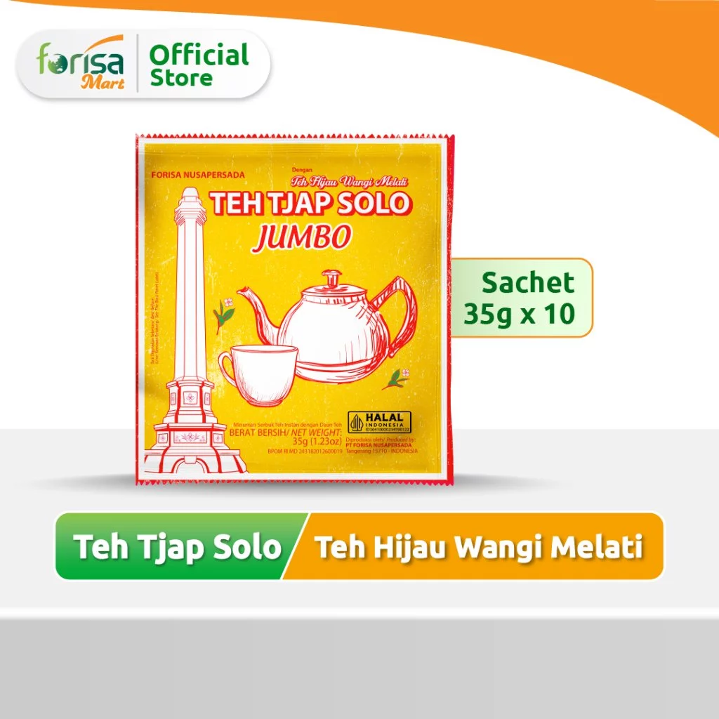 Teh Tjap Solo Jumbo Teh Tubruk Instan Renceng 35gr x 10pcs