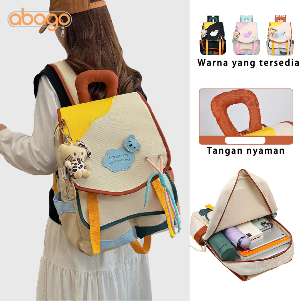 ABAGO Baru Tas Ransel Wanita Multifunction Sekolah Laptop Korea Style Rileks Siswa Kapasitas Besar