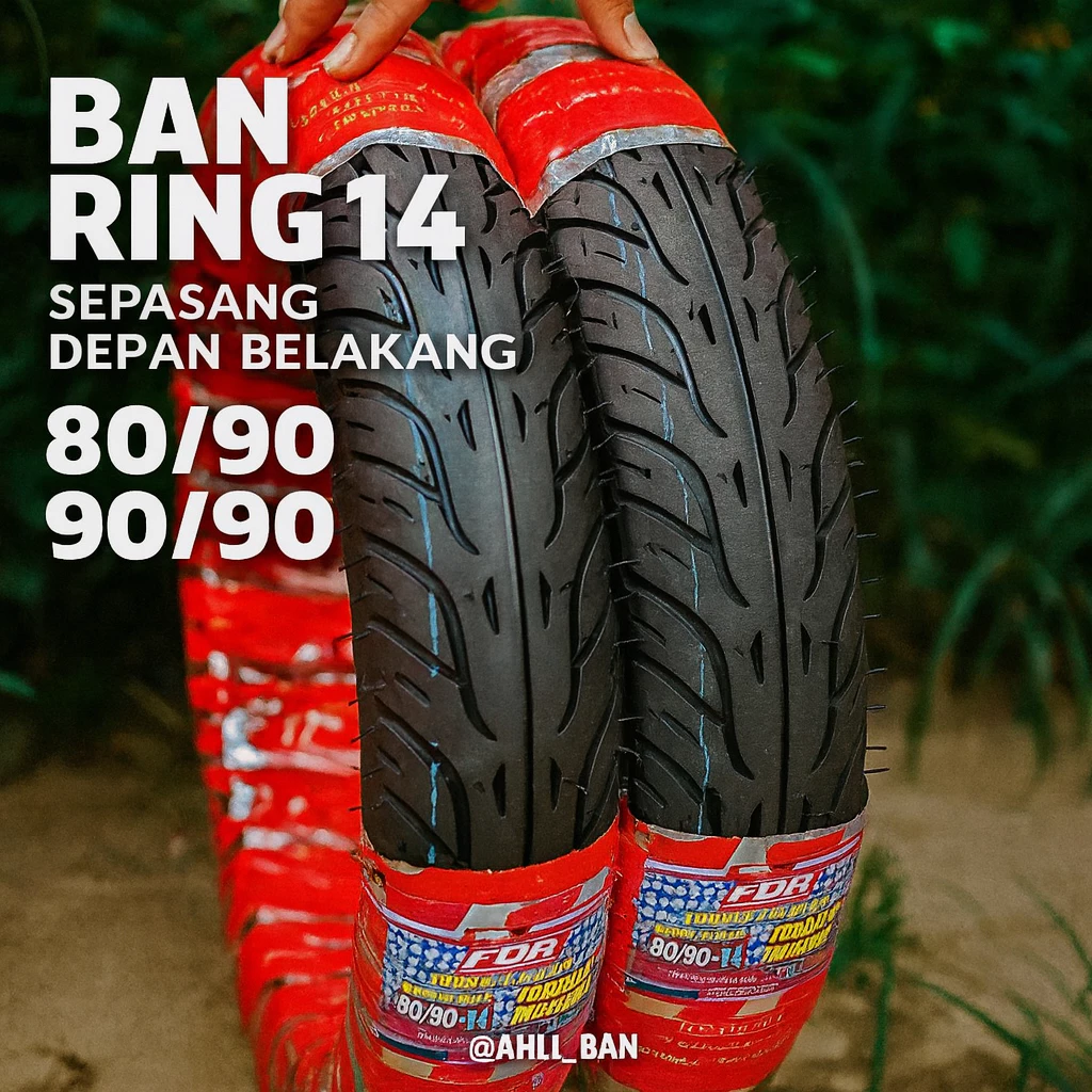 Ban Ring 14 Sepasang Depan Belakang 80/90 90/90 Tubeless Motor Vario Beat Mio Fullpress Diskon 50%