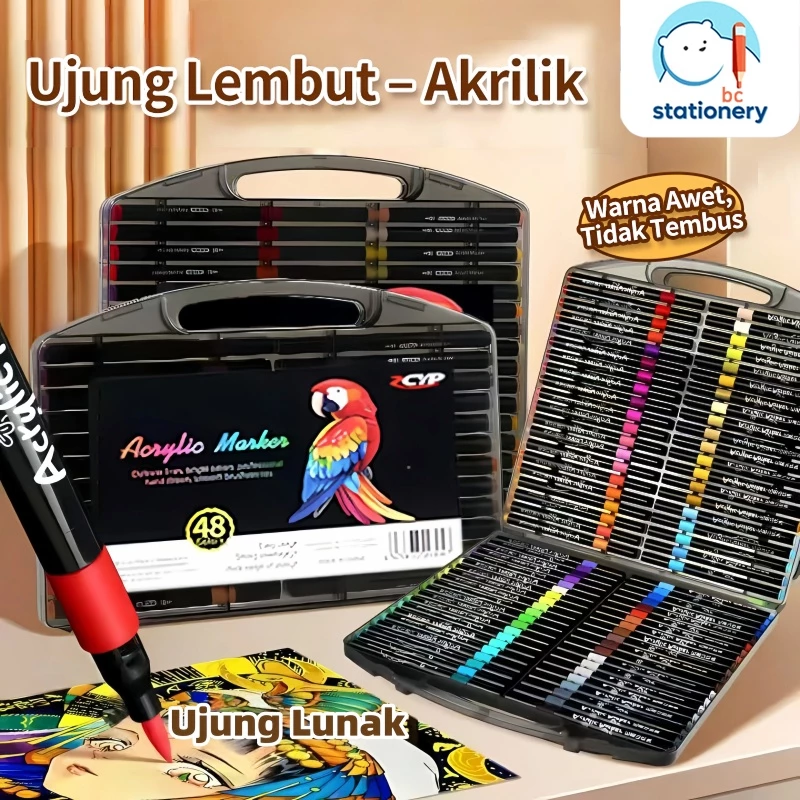 BC Spidol Akrilik Acrylic Marker Set DIY Painting Spidol Pastel Pulpen Highlight Drawing Warna