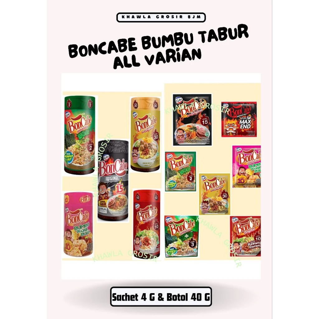 BANJARMASIN | BON CABE - SAMBAL TABUR - SACHET & BOTOL - PEDAS / NORI - LEVEL MAX