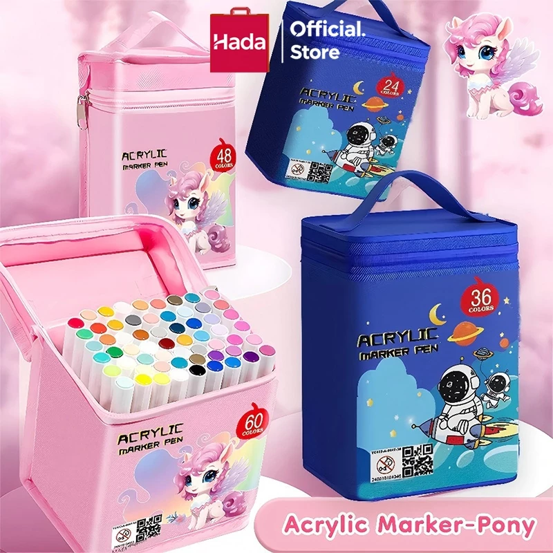 24/36/48/60/80 Warna Spidol Warna Warni 1 Set Kemasan Kartun Sketch Marker  Touch Marker
