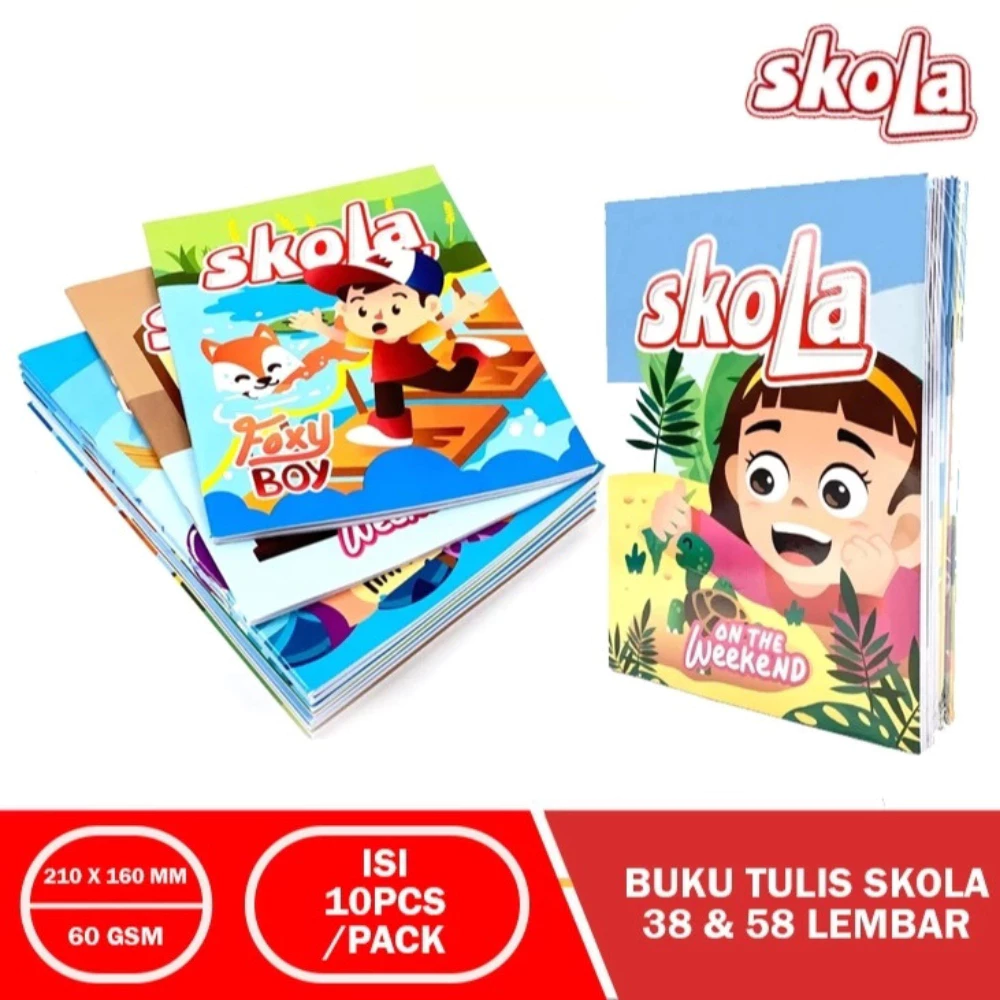 BUKU TULIS SKOLA BY SIDU 38 & 58 LEMBAR (1PACK) ISI 10 BUKU