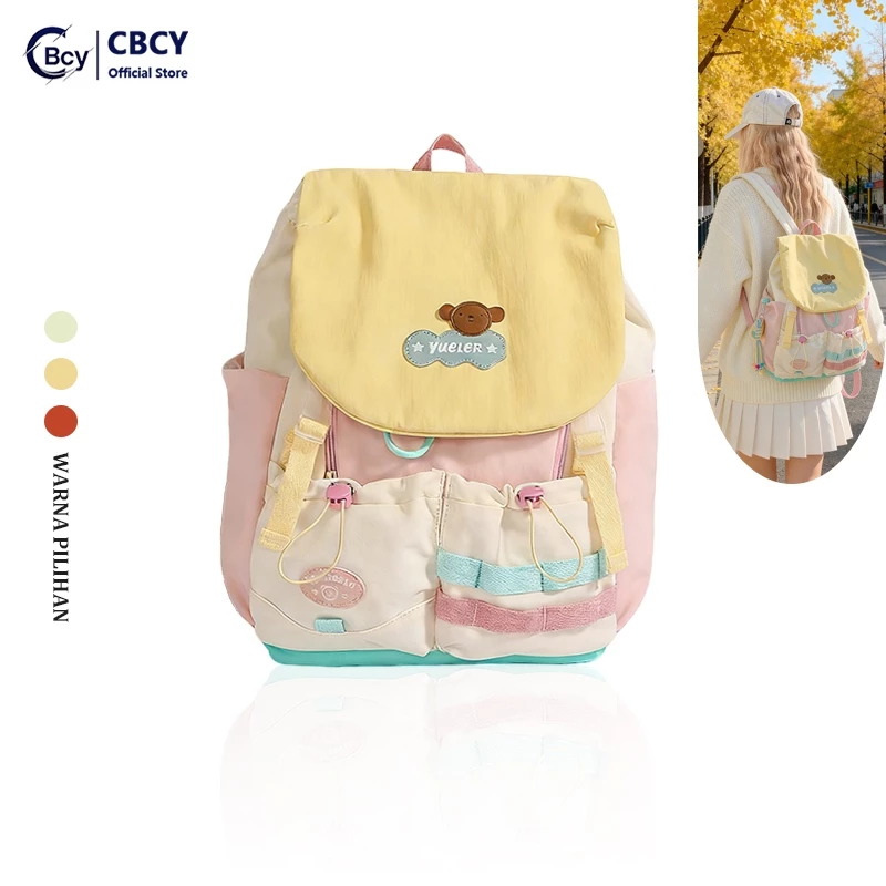 CBCY Tas Ransel Laptop Perjalanan Tas Sekolah Siswa SMP Kain Nilon Anti Air Kapasitas Besar