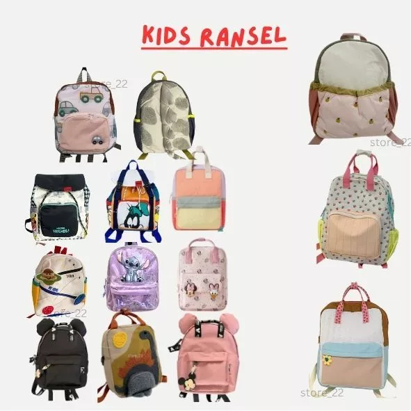 Kids Ransel Lucu Tas Sekolah Anak Paud TK Backpack Karakter Kartun Imut Stylish & Ringan Kekinian