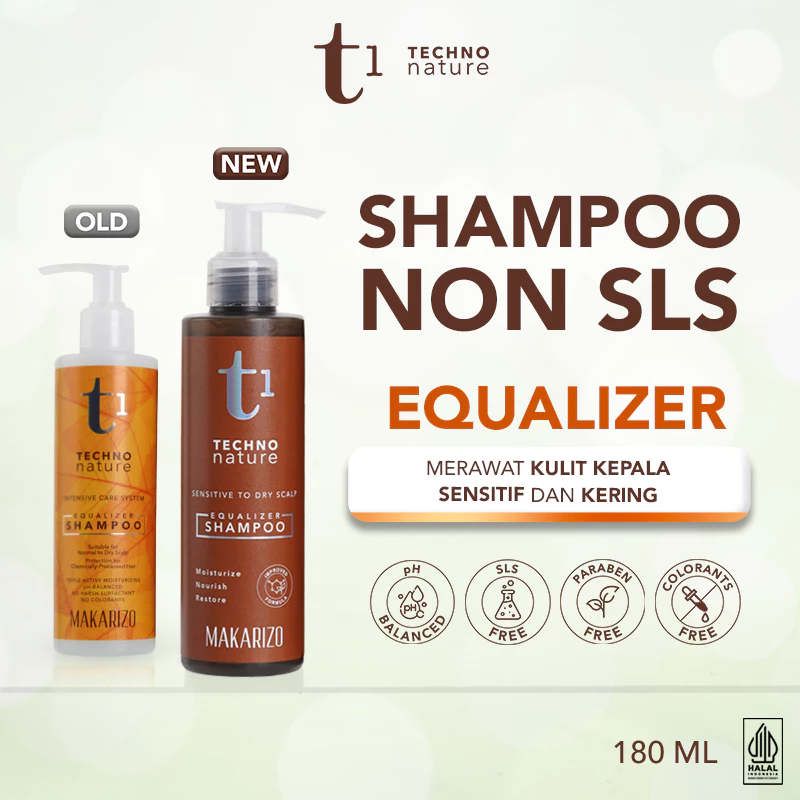 Makarizo T1 Techno Nature Equalizer Shampoo 180 mL - Shampo Non SLS / Sampo / Gentle Shampoo / Paraben Free / No Sulfat / Hair Care Hair Treatment Perawatan Rambut