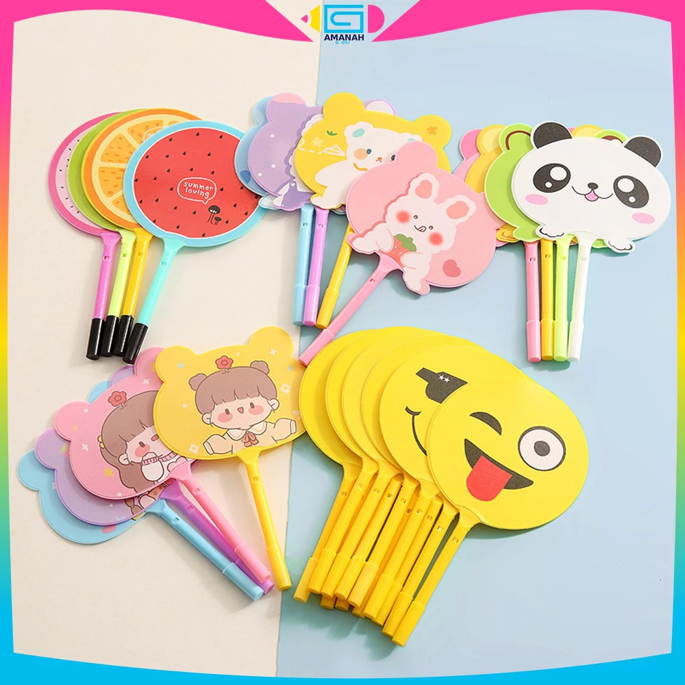 Pulpen Kipas Karakter Lucu Souvenir / Pena Pulpen Gel Kipas / Pena Kipas Animal & Buah Amanah Grosir A2