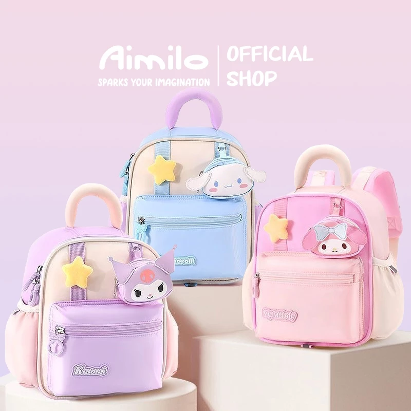 Aimilo Tas Sekolah Anak Perempuan Kartun Tas Fashion Ransel Anak Kapasitas Besar Tahan Air Cocok untuk SD/TK