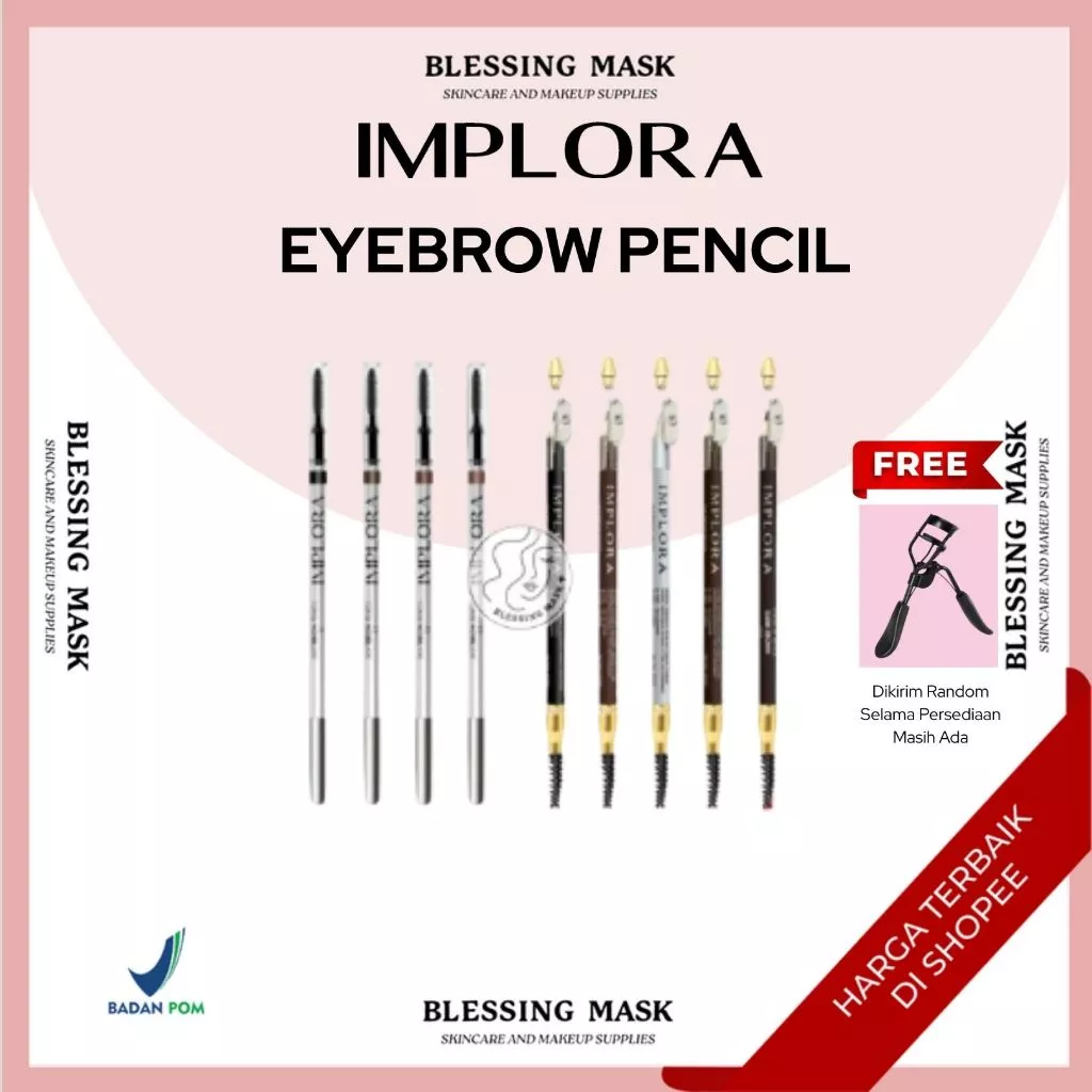 IMPLORA Eyebrow Pencil 2 IN 1 | SOFT EYE BROW ( PENSIL + SERUTAN + SIKAT ) eyebrow black eyebrow brown
