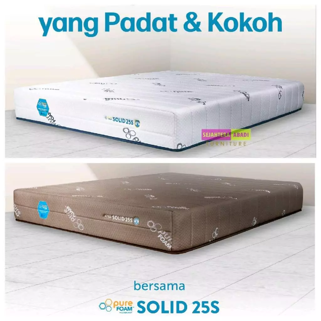 Comforta bed kasur SOLID 25S Pure Foam matras standard kniting quilting FREE Bantal Guling garansi 18 tahun tebal 25 cm matras & full set original comforta springbed Busa divan Sandaran Furniture
