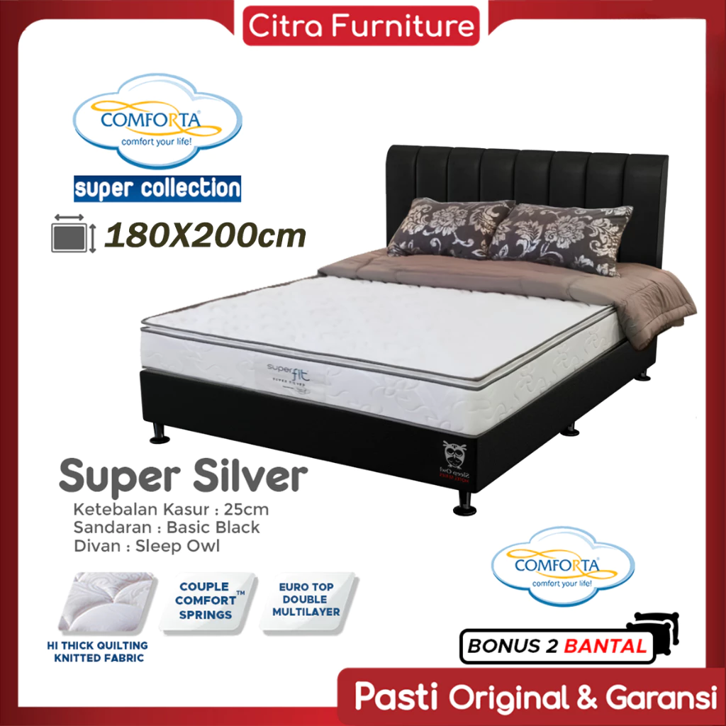 Citra Furniture COMFORTA ® Comforta Spring bed Super Fit Silver Matras 180x200-Full Set Springbed