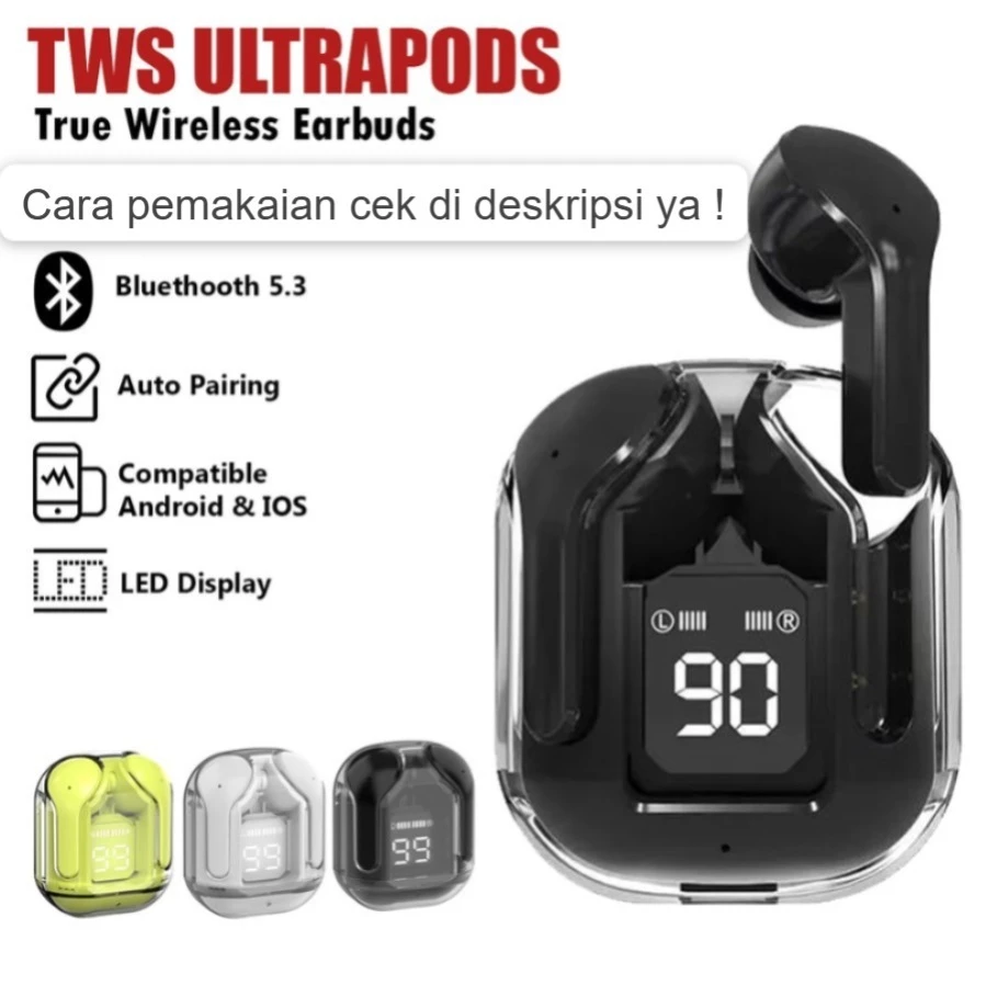 Air31 Tws Air31 Ultra pods in-Ear Earbuds, Bluetooth Headphones Noise Canceling Translucent Headset