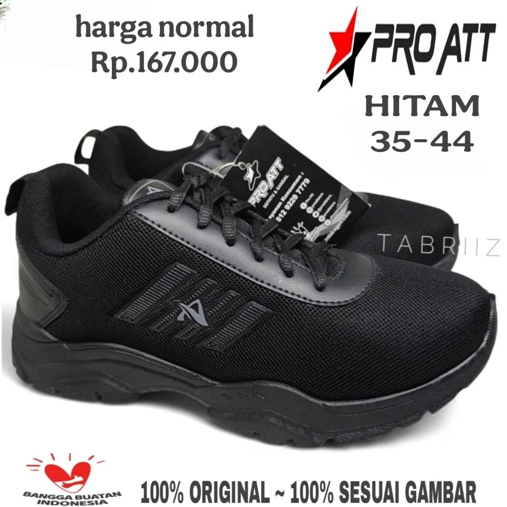Sepatu PRO ATT HITAM POLOS Sepatu Tali Sneaker PRO ATT Sepatu anak Sepatu Dewasa PRO ATT Sepatu Sekolah Kuliah Main - ORIGINAL PRO ATT