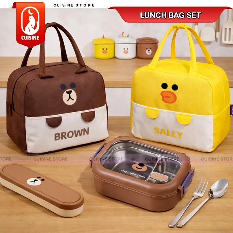 Lunch Bag Set Karakter Anak Dewasa Stainless Bear