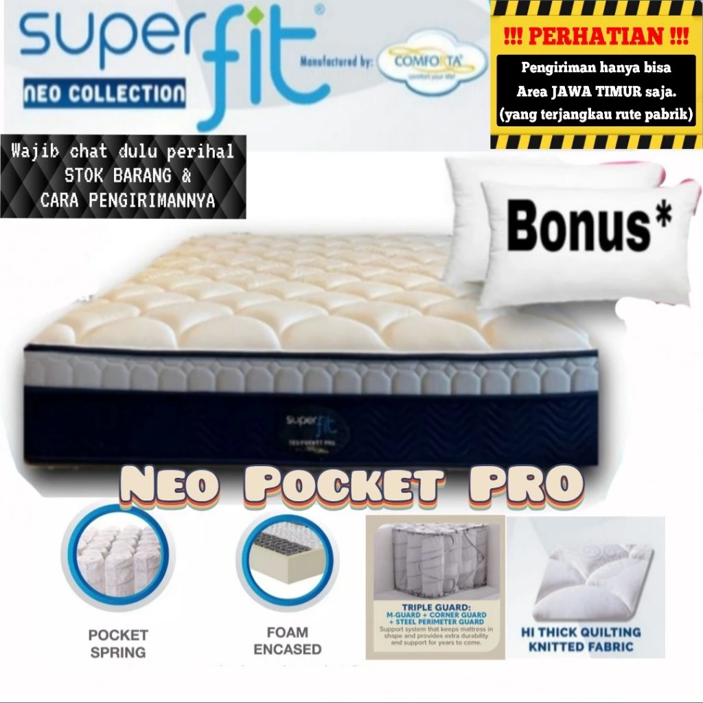 Springbed Comforta Superfit Neo Pocket PRO ( Matras / Kasur Saja ) 90 / 100 / 120 / 140 / 160 / 180 / 200