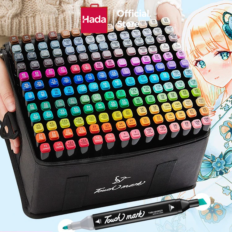 12/36/48/60/80/120/168 Warna Spidol Warna Warni 1 Set Sketch spidol Marker 2 Tip Touch Marker