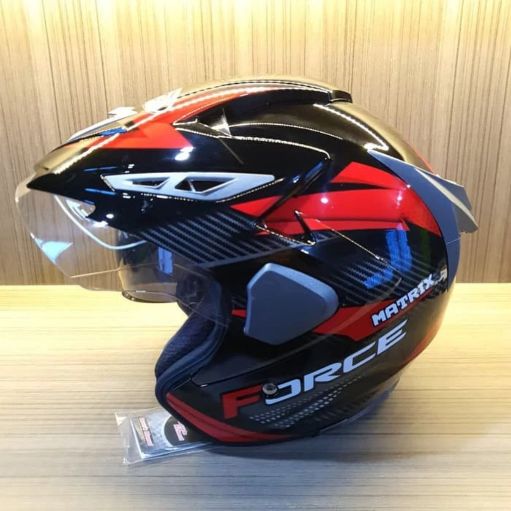 FORCE Helm Motor SNI Half Face Double Visor Pria Laki Cowok Dewasa Hyper-X Original Busa Bisa Dilepas Size M L XL Garansi Anti Pecah