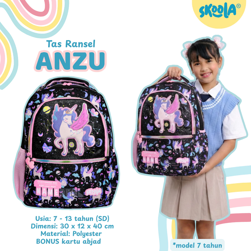 Skoola Tas Sekolah Anak SD Perempuan Karakter 3D - Anzu Yozi Finzi