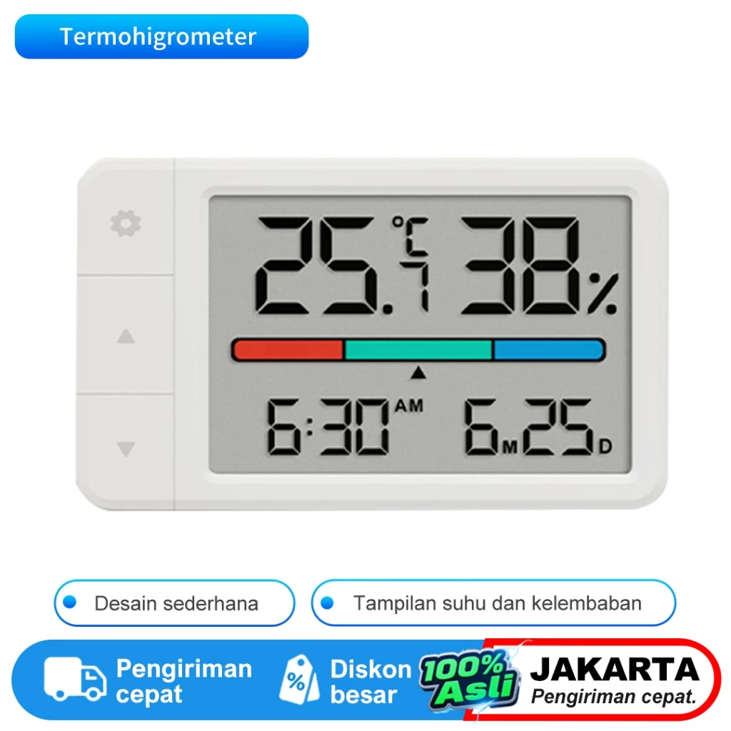 Digital Thermometer Mini MHO-C306, Akurat Pengukur Kelembaban Digital, Portabel untuk Ruangan, Kulkas, Inkubator, Baterai Tahan Lama