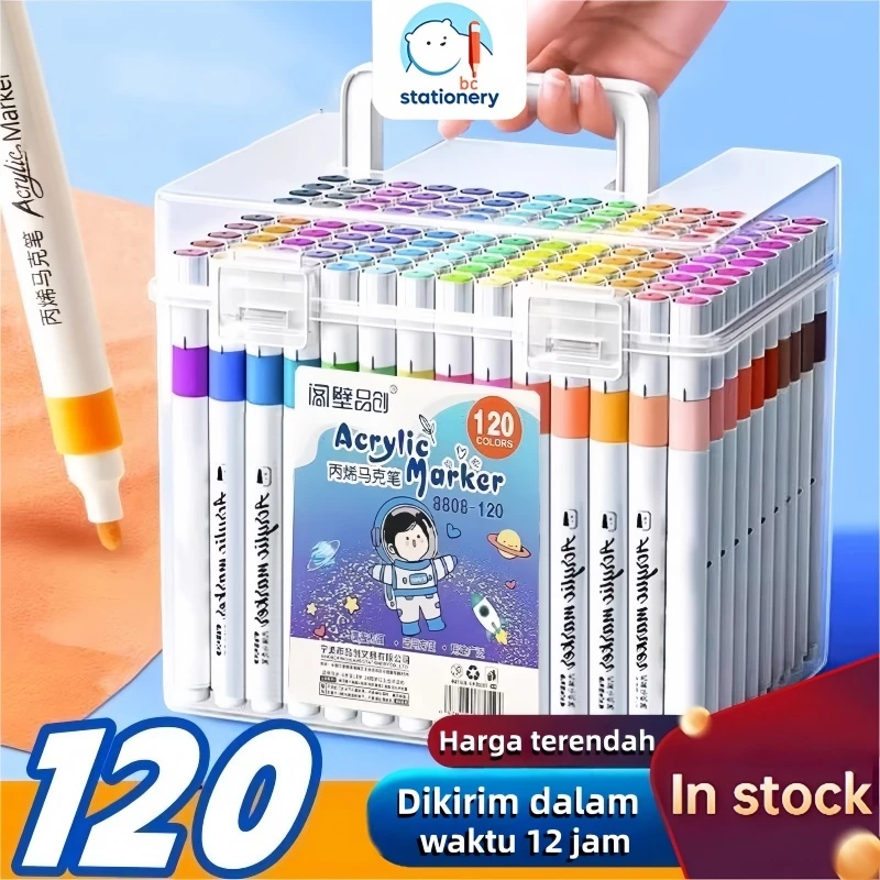 Acrylic Marker Set 24 / 36 / 48 / 60 / 80 Warna Color Spidol Akrilik DIY Painting Spidol Pastel Pulpen Highlight Colors Drawing DKV