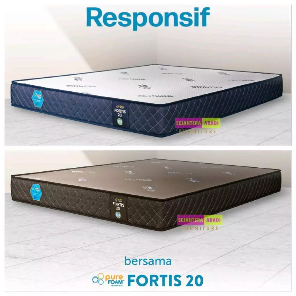 Comforta bed kasur FORTIS 20 Pure Foam matras standard kniting quilting FREE Bantal Guling garansi 15 tahun tebal 20 cm matras & full set original comforta springbed Busa Divan Sandaran Furniture