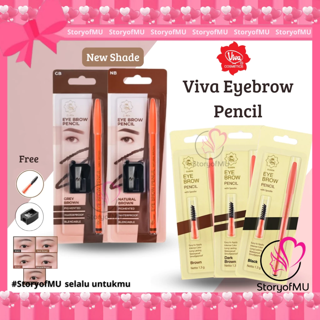 [ORIGINAL BPOM] VIVA Cosmetics Queen Eye Brow Thickening Eyebrow Pencil / Pensil Alis 1.3g