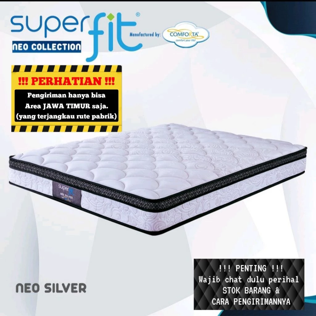 Springbed Comforta Superfit Neo Silver warna PUTIH ( Matras / Kasur Saja ) 90 / 100 / 120 / 140 / 160 / 180 / 200