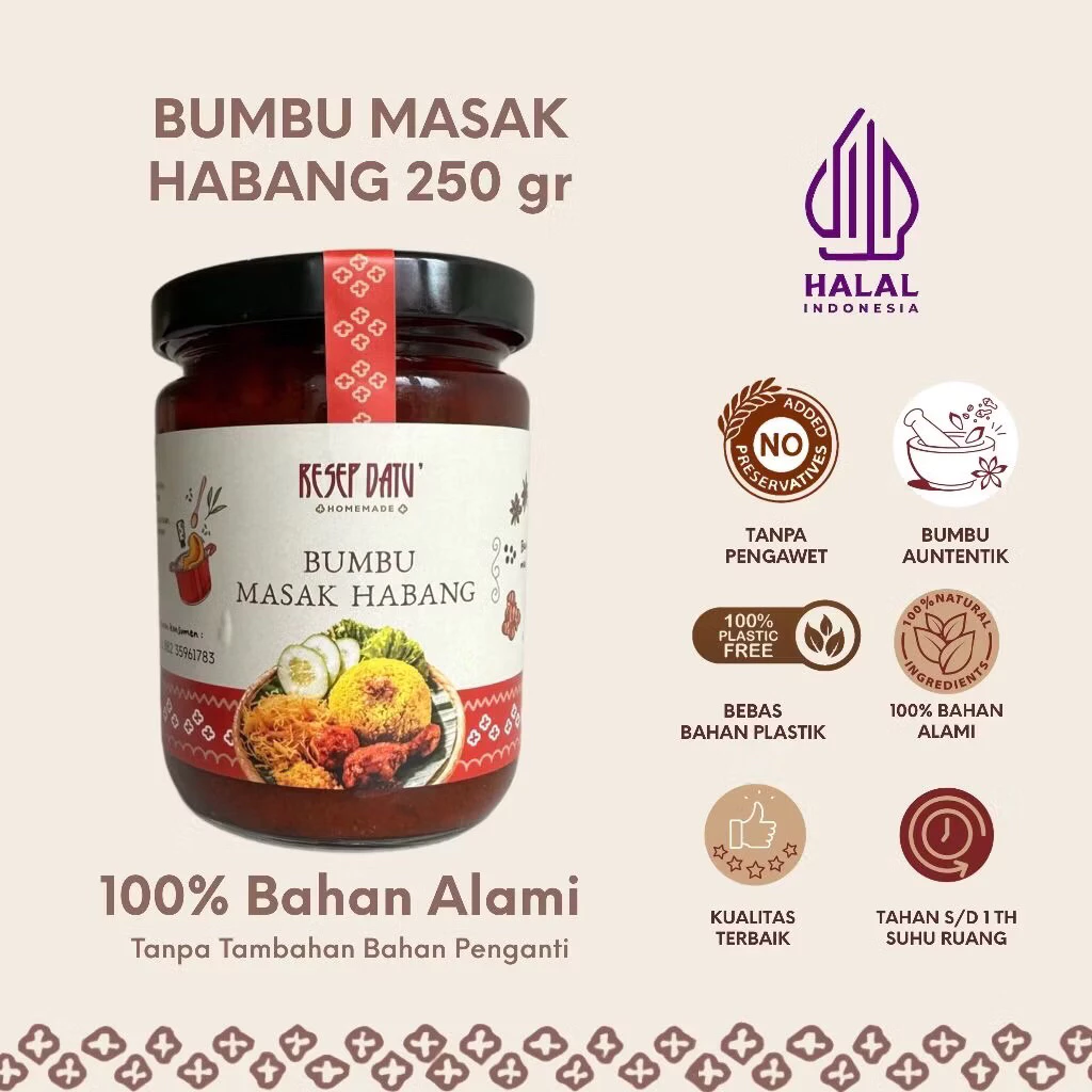Bumbu instant masak habang by resep datu masakan khas Banjar Kalimantan Selatan Banjarmasin cabe merah toples kaca packing oleh oleh exclusive rempah nusantara
