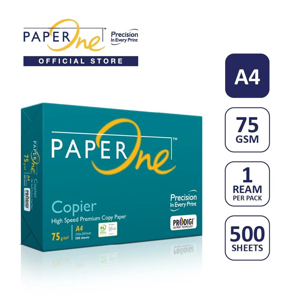 PaperOne Kertas A4 75gr Copier 1 Rim (500 lembar) Kertas HVS A4 Kertas Fotocopy
