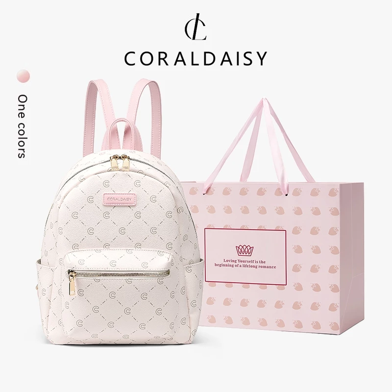 CORALDAISY Tas Wanita 2026 Lucu Perjalanan Ransel Ritsleting Ganda Kapasitas Besar Tas Sekolah Siswa