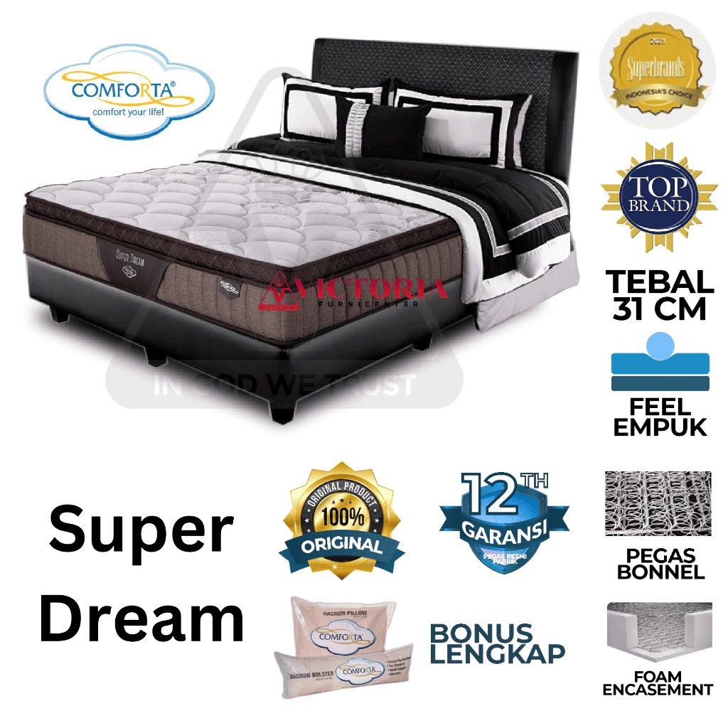 Comforta Super Dream 90 100 120 160 180 200 Kasur Mattres Fullset Full Set Full Bed Set