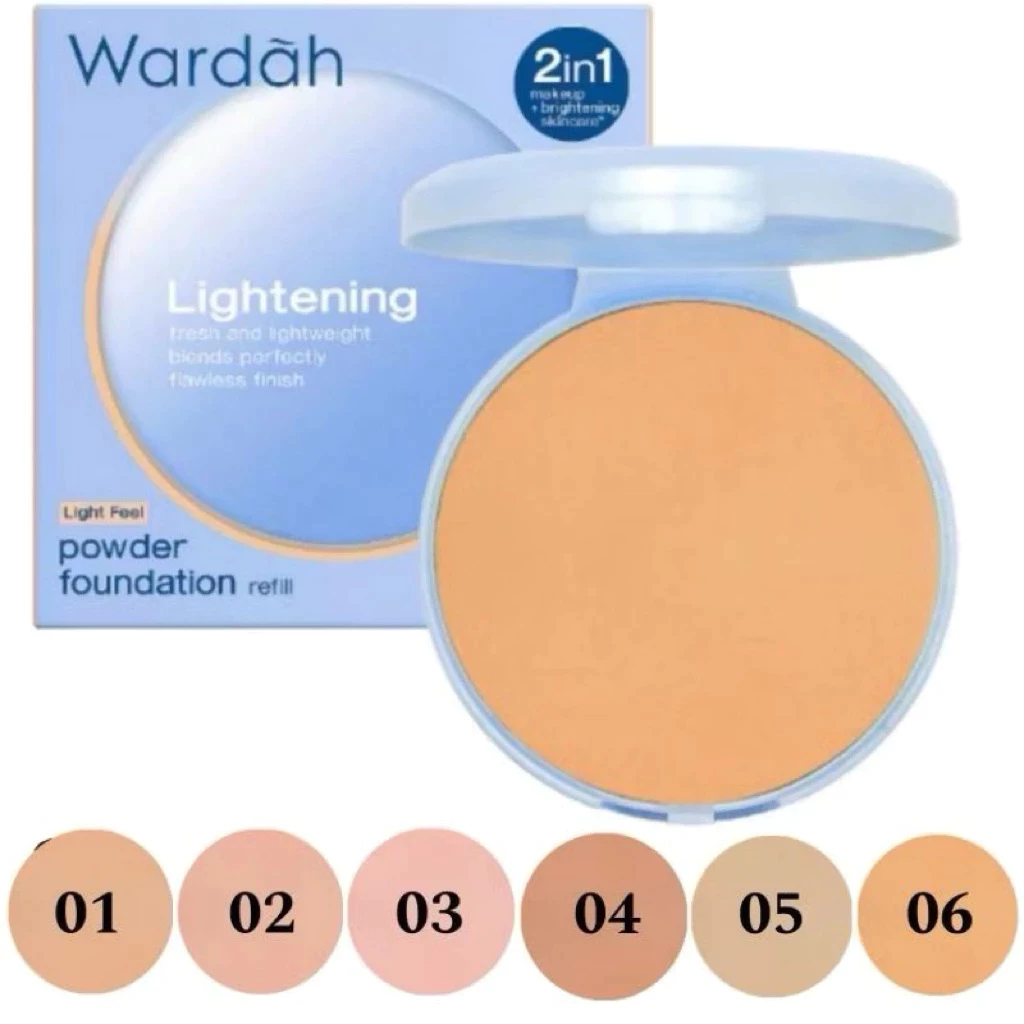 WARDAH Refill TWC Lightening Powder Foundation Light Feel 12g Two Way Cake All Shade