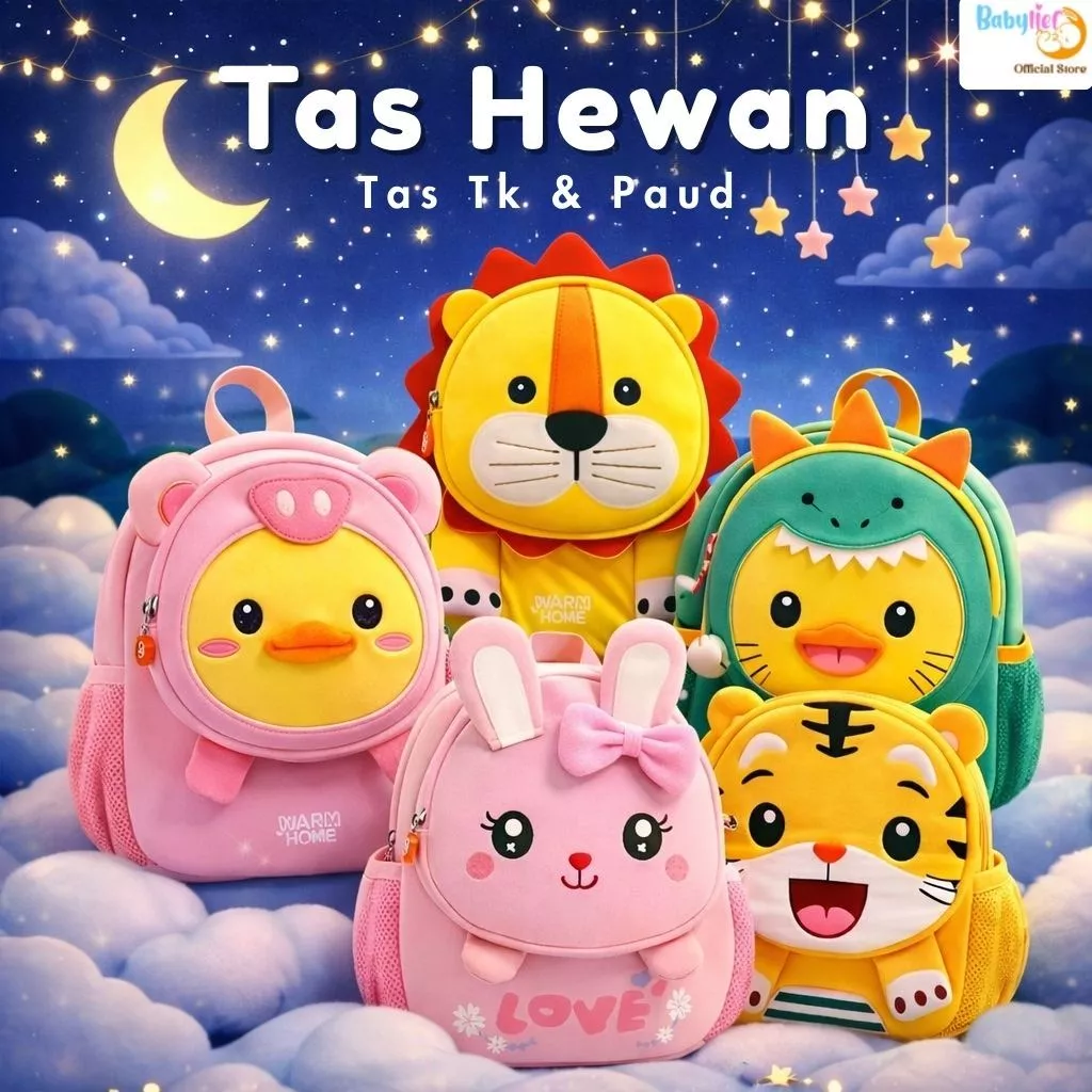 Babylief Tas Ransel Anak Karakter Hewan – Tas TK Waterproof Reflective Strip Ringan 350g Anti Air BL037