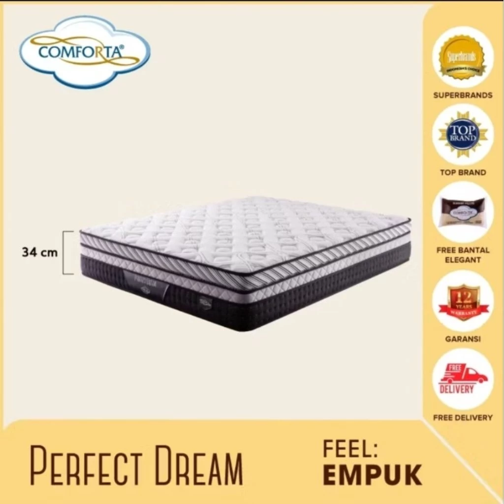 [COMFORTA_BANJARMASIN] SET SPRING BED COMFORTA PERFECT DREAM FULLSET(TEBAL:34CM)