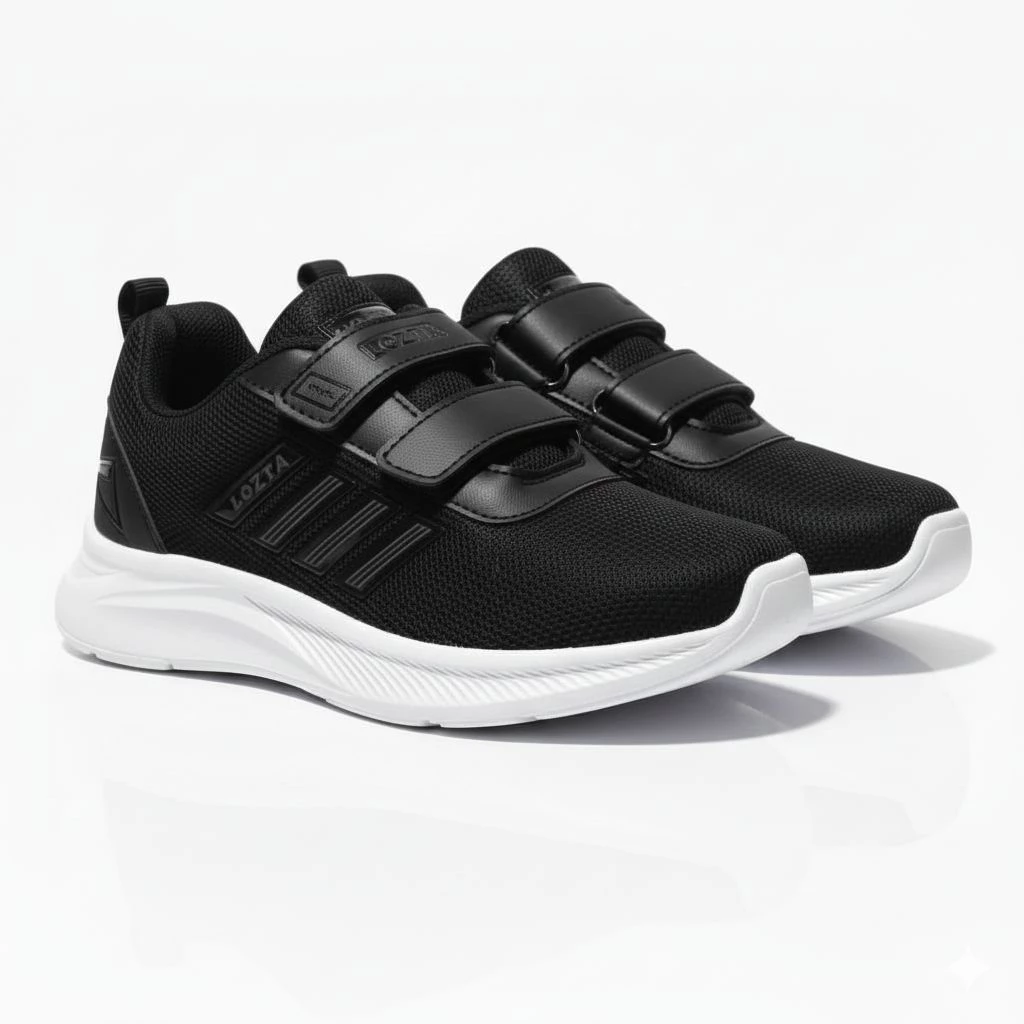 LOZTA Sepatu Anak Terbaru Sepatu Sekolah Black White 01 Series