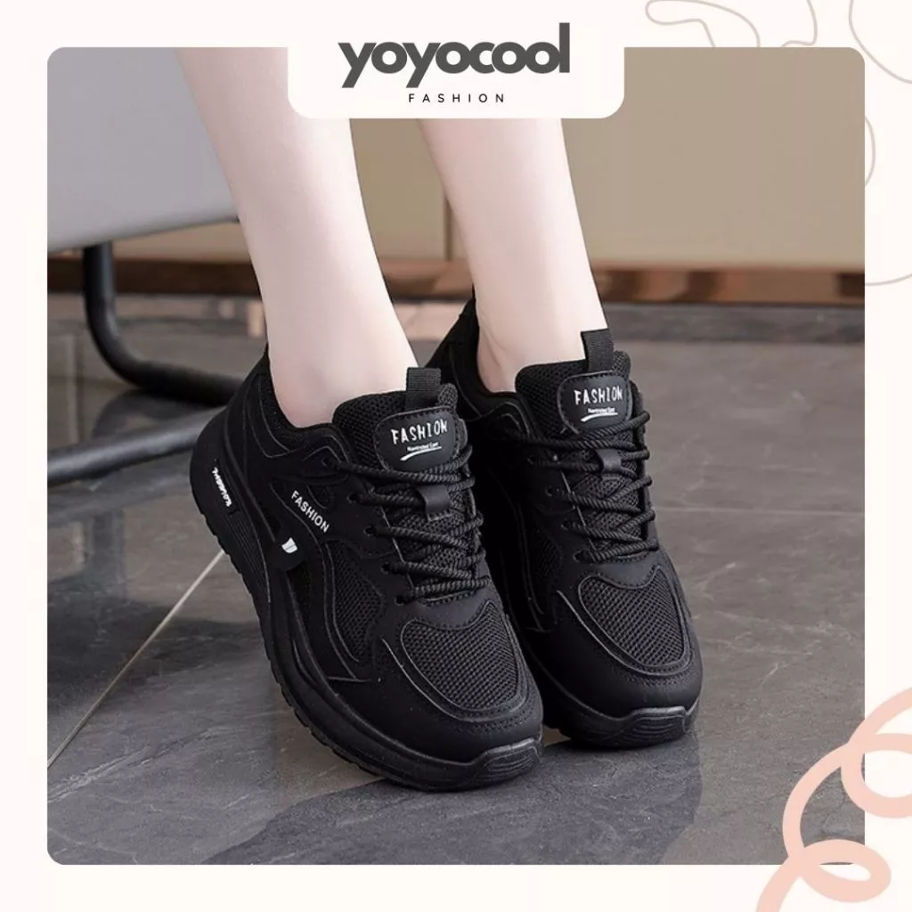 YOYOCOOL Black Shoes / Sepatu Casual Hitam / Sepatu Fashion / Sneakers Shoes / Sepatu Hitam / Sepatu Sekolah / Sepatu Trend