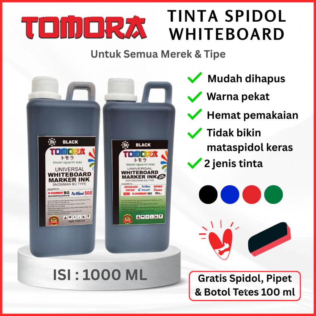 Tinta Spidol Whiteboard Tomora 1 Liter (Mudah Dihapus)