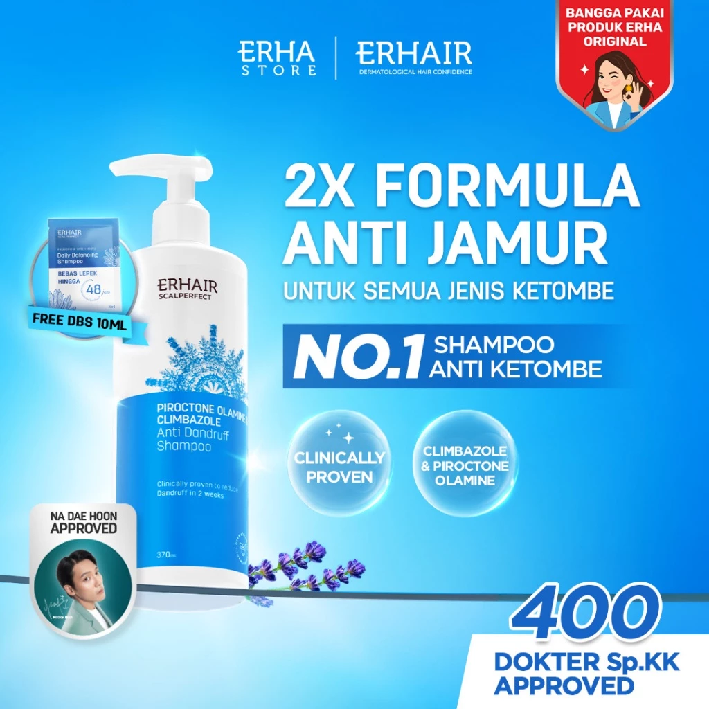 [ANTI KETOMBE] ERHAIR Scalperfect Anti Dandruff Shampoo 100ml 250ml 370ml - Sampo Anti Ketombe & Seboroik | Membersihkan Kulit Kepala Dan Rambut | Rekomendasi Ahli Dermatologi