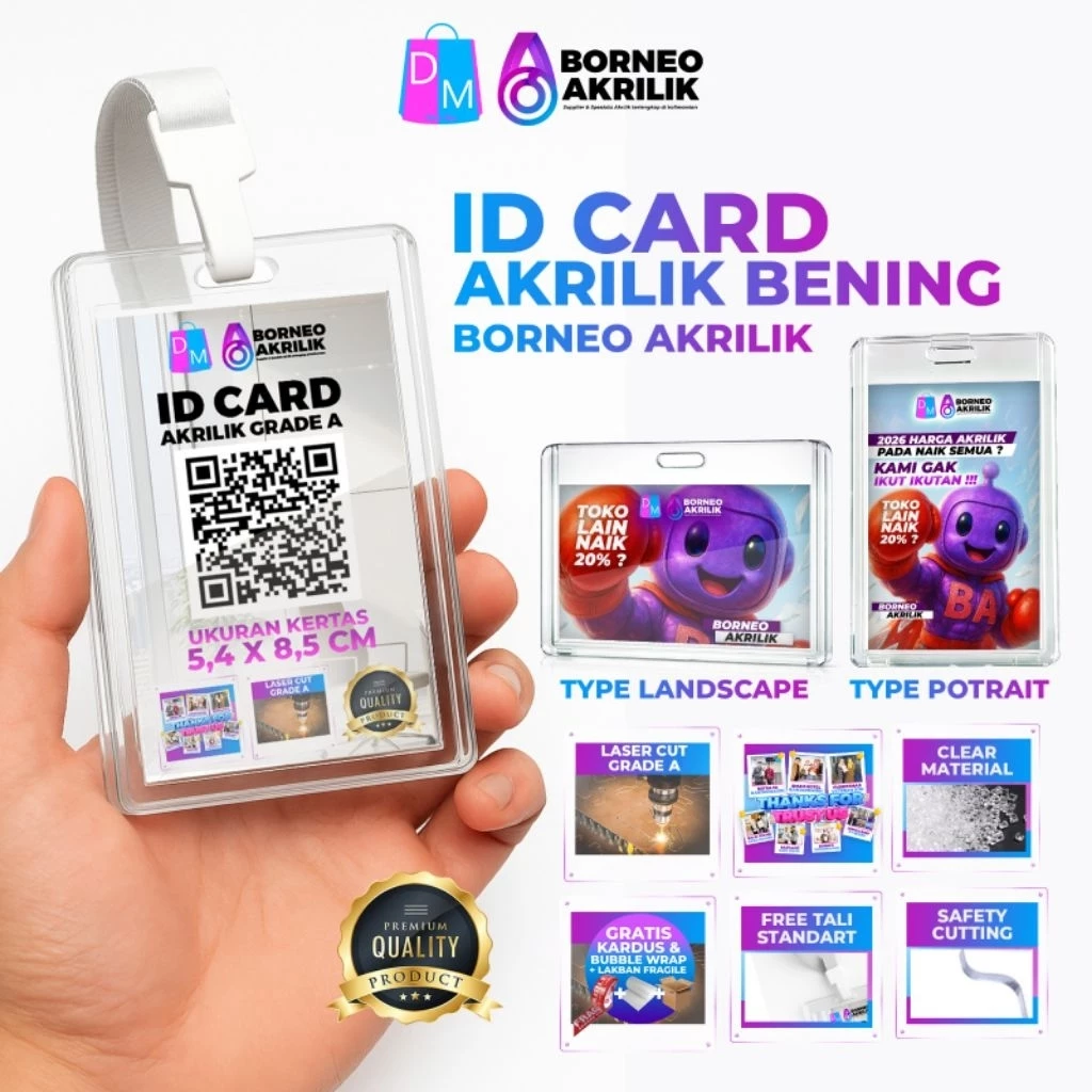 ID CARD AKRILIK TANDA PENGENAL AKRILIK PERLENGKAPAN KANTOR PERLENGKAPAN EVENT BORNEO AKRILIK DILEMASHOP AKRILIK BANJARMASIN AKRILIK BANJARBARU ALAT TULIS KERJA AKRILIK LEMBARAN AKRILIK CUSTOM