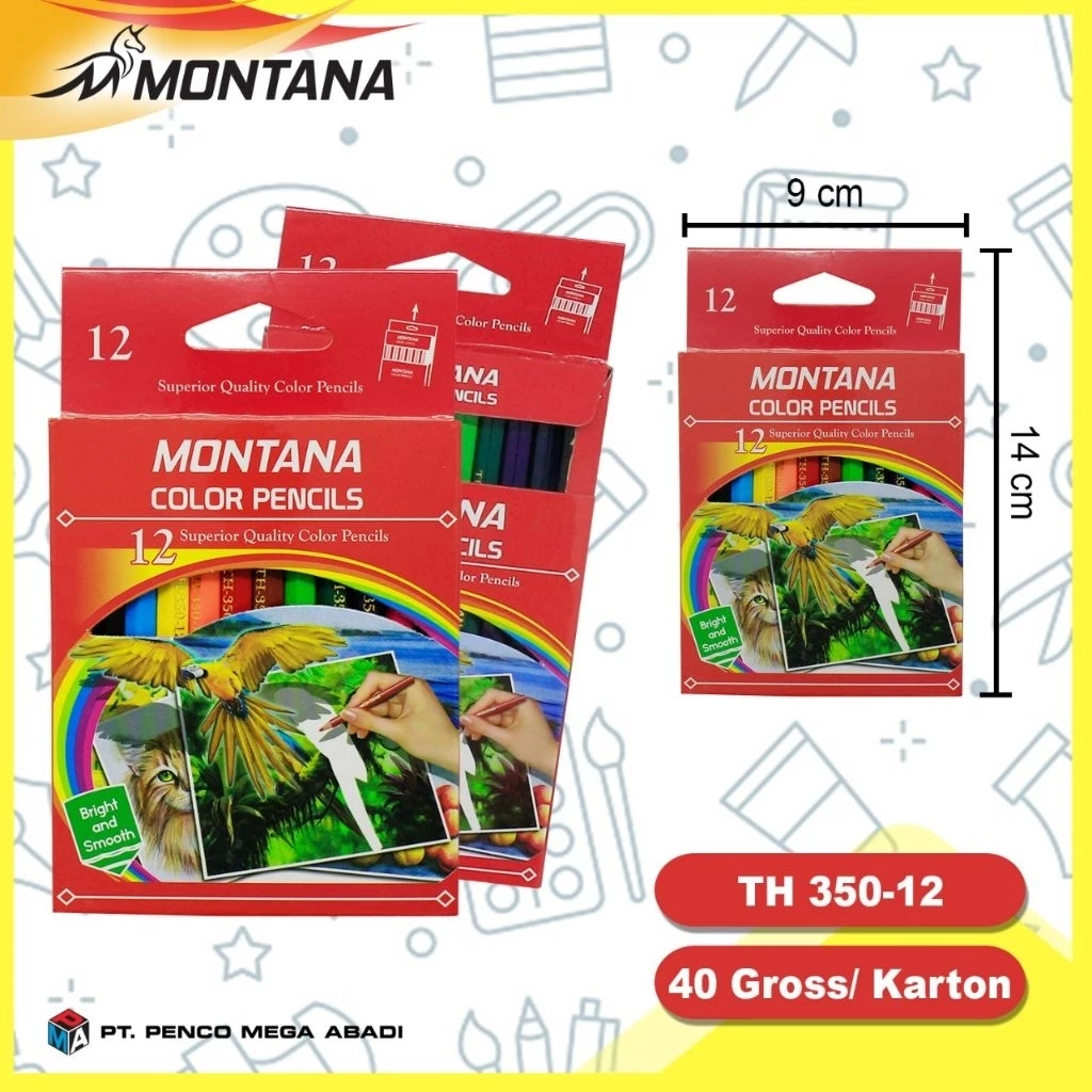 GROSIR 1pack(12Set) MONTANA Pensil warna pendek 12warna // Pensil warna murah