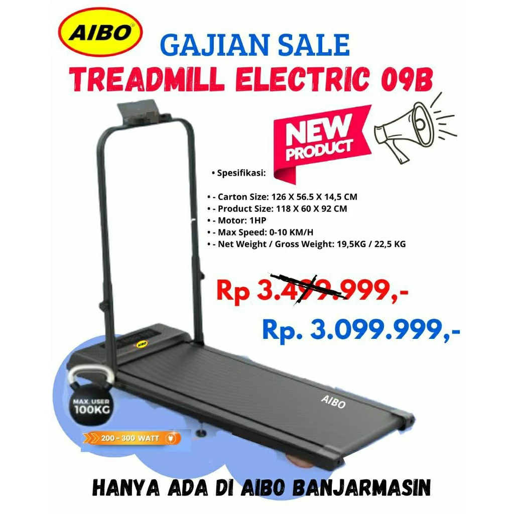 AIBO FITNESS & HEALTH BANJARMASIN/ New Product/ Treadmill Elektrik/ Manual Incline/ Promo/ Limited Stock/ Bergaransi