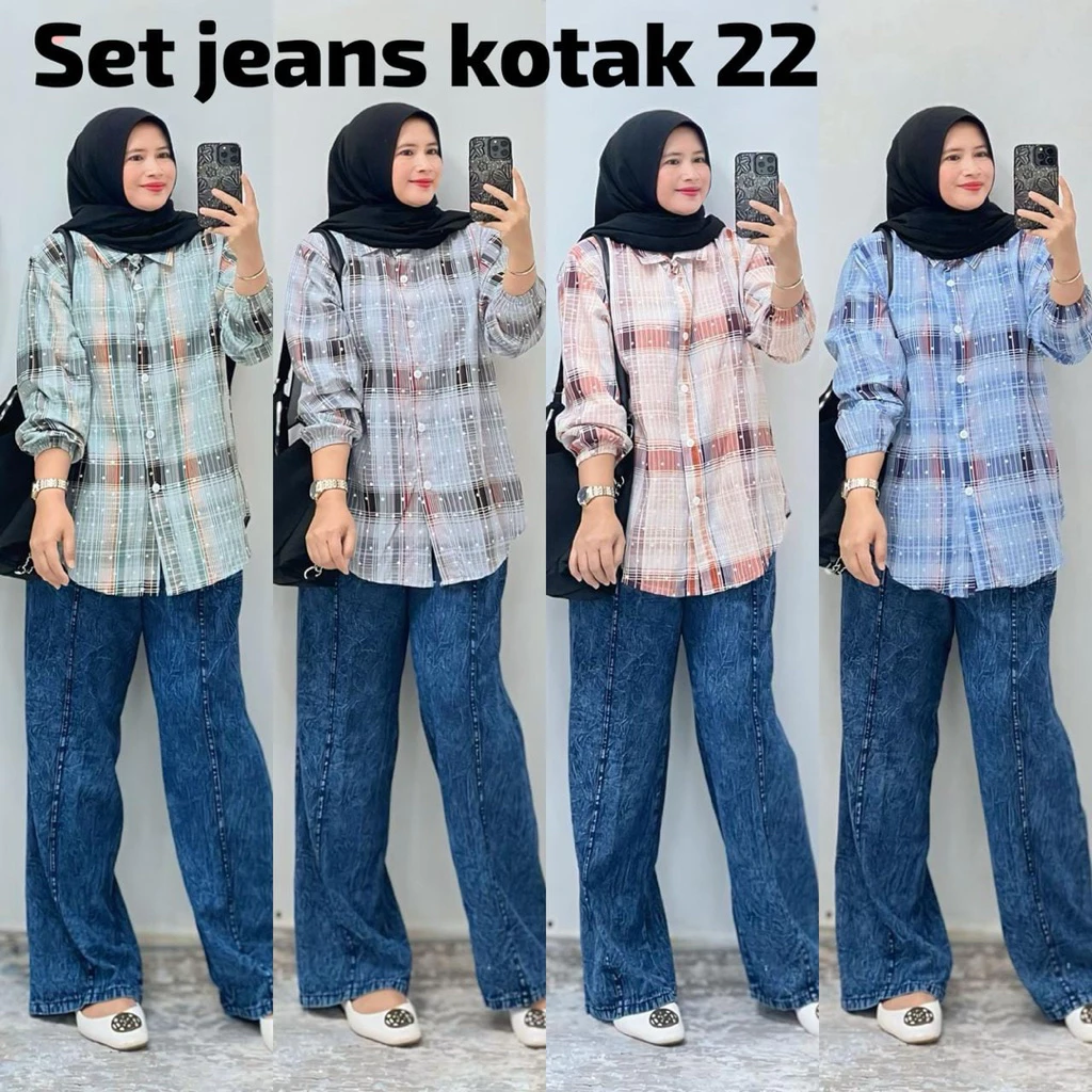 Set jeans Kotak 22 Premium Sale - Setelan Jalan - Atasan Jeans Wanita murah